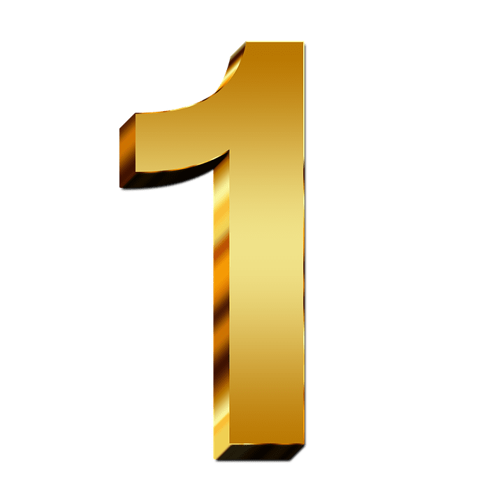 1 number in gold color