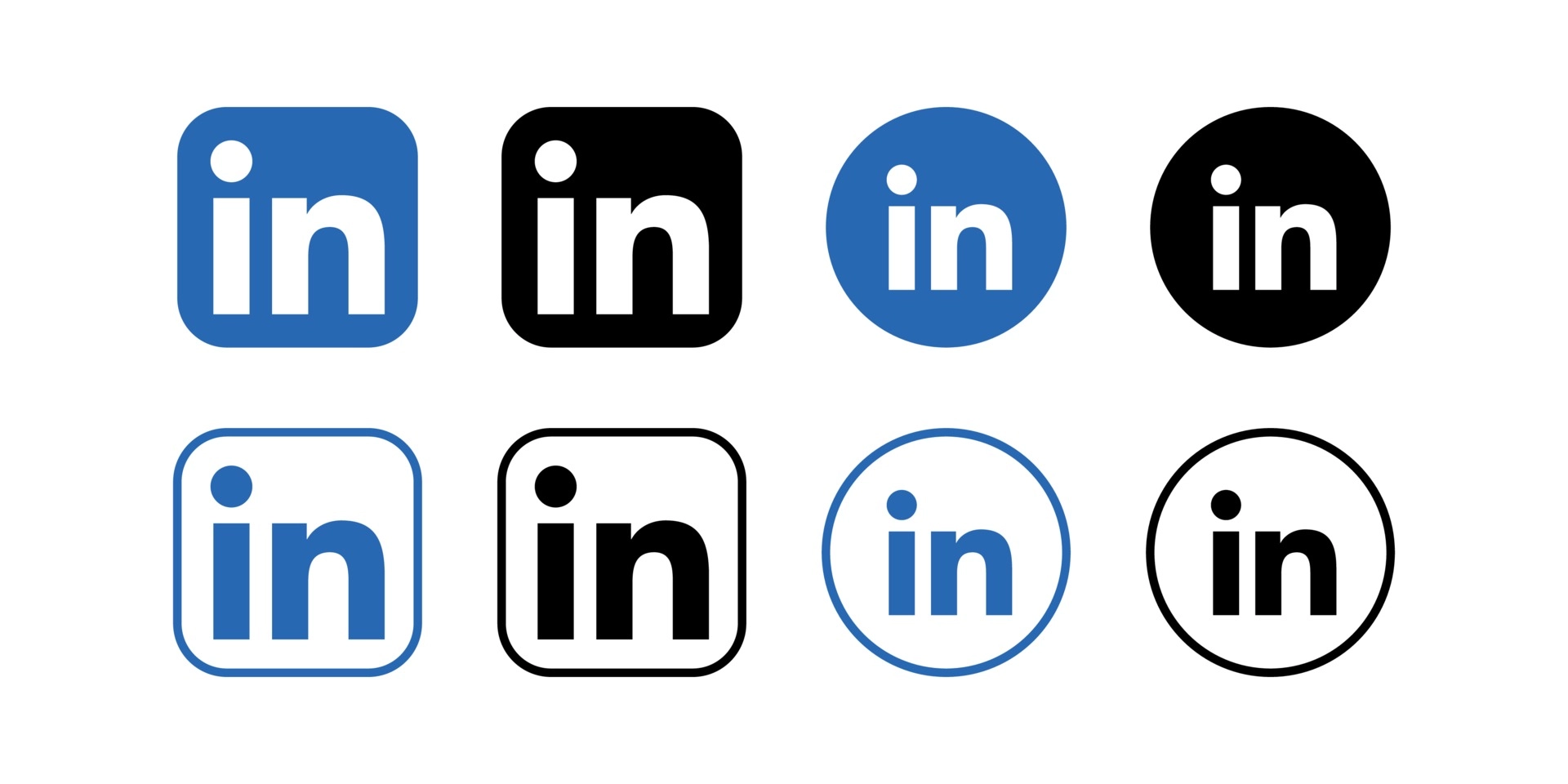 set of LinkedIn social media logo